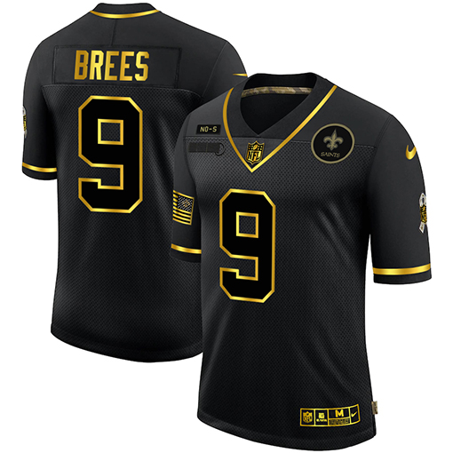 New Orleans Saints #9 Drew Brees Men Nike 2020 Salute To Service Golden Limited NFL black Jerseys->cleveland browns->NFL Jersey